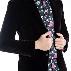 Haight and Ashbury Roxbury Velvet Blazer Burgandy